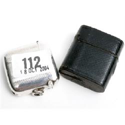 Birmingham silver vesta case gilt washed interior & leather covered travel vesta