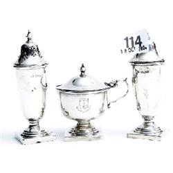 Sheffield 1939 silver 3 piece cruet set