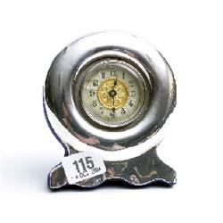 English silver desk clock with Chester hallmarks