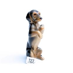 Seated pottery daschound, gloss finish, marked England possibly Bing & Grondahl