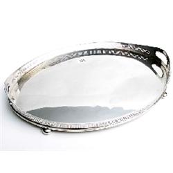 Sheffield silver on copper oval gallery tray