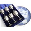 Image 1 : Large blue and white oriental transfer print charger & cased set of plated goblets