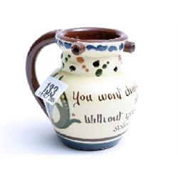 Long Park Torquay ware puzzle jug No 222N 4" high