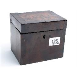 Mid 19c walnut veneered tea caddy