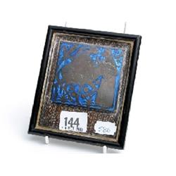 Framed silver enamel Russian icon 3" square scene depicting Nativity