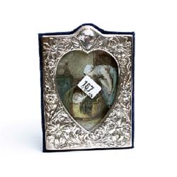 Silver London hallmarked heart shaped photo frame 8x6" 