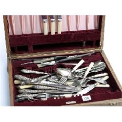 Oak cutlery canteen plus 2 sets cutlery