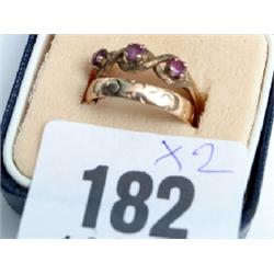 14ct gold wedding band & 9ct gold and ruby set ring