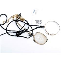 Monocle glass on chain & Victorian decorative pendant