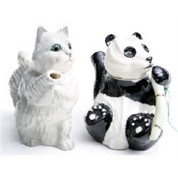 2 Beswick novelty tea pots 'Grey Cat' & 'Panda'