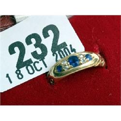 18ct gold sapphire and diamond gypsy ring, dated 1876