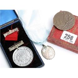 Boxed Regular Attendance Medal dated 1892, oval Children of Mary medal and one other