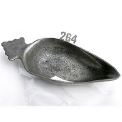 Early 19c pewter medicine feeder inscribed D E N under a crown