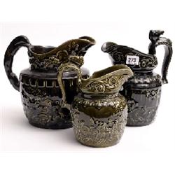 Set of 3 green graduated jugs by Woods