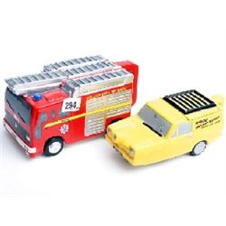 2 novelty tea pots 'Trotters Independent Traders' and 'London's Burning' 