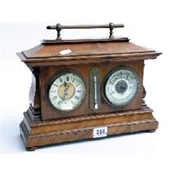 Turn of the century pagoda shaped walnut mantle clock, clock movement changed with original supplied