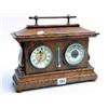 Image 1 : Turn of the century pagoda shaped walnut mantle clock, clock movement changed with original supplied