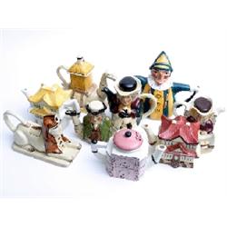 9 x Tony Woods Staffordshire tea pots to include, Camel, William Derby etc.