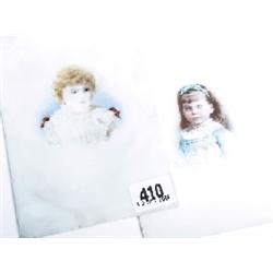 Pair of tinted Victorian glass pictures of young girls