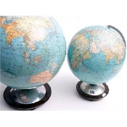 Jro-Verlag Munich, 20c fine 13  glass terrestrial globe together with 20c 10  terrestrial globe 'Col