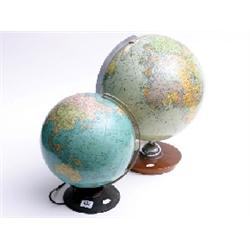Jro-Verlag, Munich 33cm diameter terrestrial globe, c1948, on chrome and wooden stand together with 