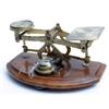 Image 1 : Set of brass postal scales on woodstand with weights