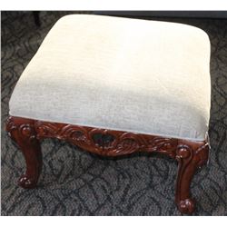 MICA FABRIC AND WOOD OTTOMAN