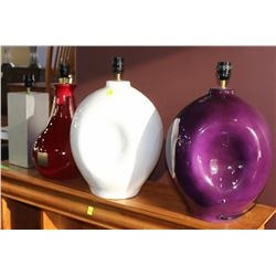 LOT OF 4 ASSORTED LAMPS, NO SHADES