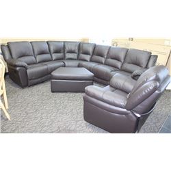 ASPEN BROWN SECTIONAL, RECLINER & OTTOMAN