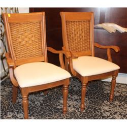LOT OF 2 OKRA WEAVE BACK ARM CHAIR