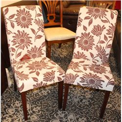 LOT OF 2 BROWN FLOWER PRINT PARSON CHAIR