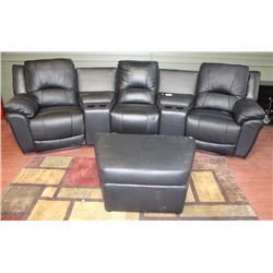 ASPEN BLACK LEATHER HOME THEATRE 6 PIECE SET