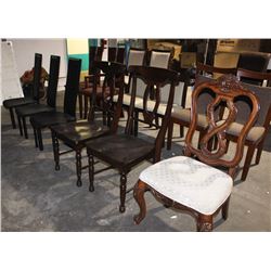 ROW OF 6 ASSORTED CHAIRS, 3 BLACK, 3 BROWN