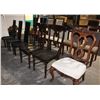 Image 1 : ROW OF 6 ASSORTED CHAIRS, 3 BLACK, 3 BROWN