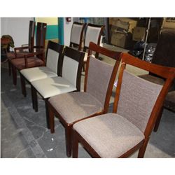 ROW OF 6 ASSORTEDD CHAIRS, 2 CHERRY, 4 BROWN