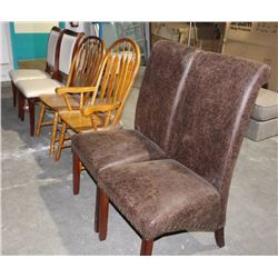 ROW OF 6 ASSORTED CHAIRS, 2 CHERRY, 4 BROWN
