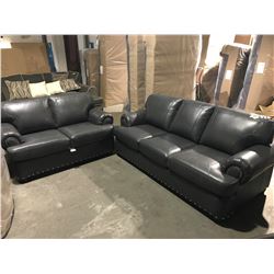 NEW 1496 DARK BROWN LEATHER AIR SOFA W/LOVESEAT