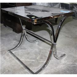 METAL CHROME GLASS END TABLE