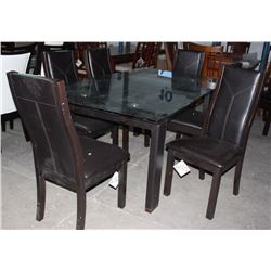 MANHATTAN GLASS TABLE W/ 6 CHAIRS