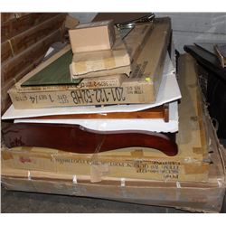 PALLET OF MISC TABLE, HEADBOARD,FOOTBOARD & PARTS