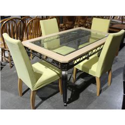 EMBASSY GLASSS TOP DINING TABLE WITH 4 CHAIRS
