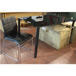 BLACK TEMPERED GLASS TABLE W/ 4 CHAIRS