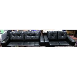 NEW 1420 BLACK FAUX LEATHER SOFA AND LOVESEAT