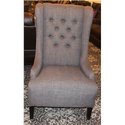 VALENCIA GREY FABRIC ACCENT CHAIR