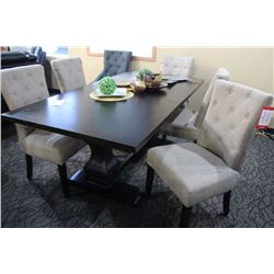 SALTON TABLE WITH 6 BROWN CHAIRS
