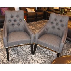 LOT OF 2 DONATO GREY STUDDED ACCENT CHAIRS