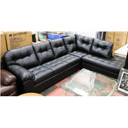 NEW 6000 LARGE BLACK LEATHERETTE SECTIONAL