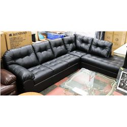 NEW 6000 LARGE BLACK LEATHERETTE SECTIONAL
