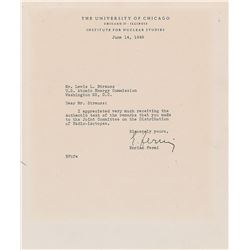 Enrico Fermi Typed Letter Signed