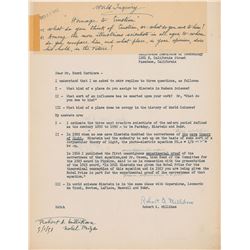 Robert A. Millikan Typed Letter Signed